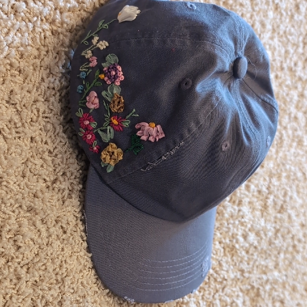 District Gray Floral Embroidered Hat